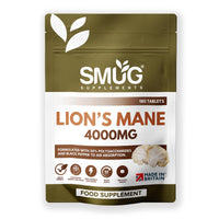 Lions Mane 4000mg British Made by SMUG Supplements - 180 Vegan Lion's Mane Mushroom Extract Tablets - Two-a-Day Dose with Black Pepper - 90 Day Supply - Potent Alternative to Capsules or Powder
