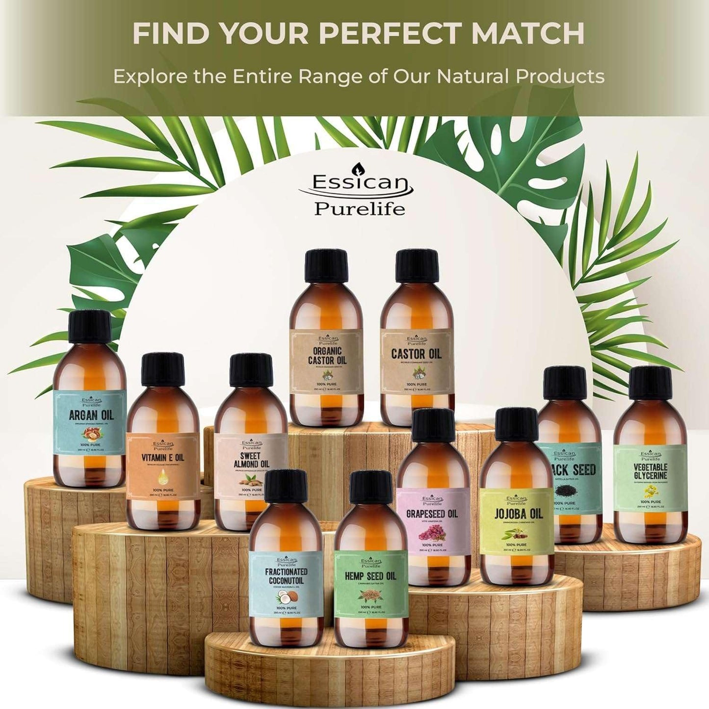 Essican Purelife Pure Moroccan Argan Oil 250ml, Cold Pressed Vitamin E Oil for Skin, 100% Natural Argan Carrier Oil for Face & Body Oil, Hair Oil for Dry Damaged Hair, Curly Hair & Body Oil for Women and Men