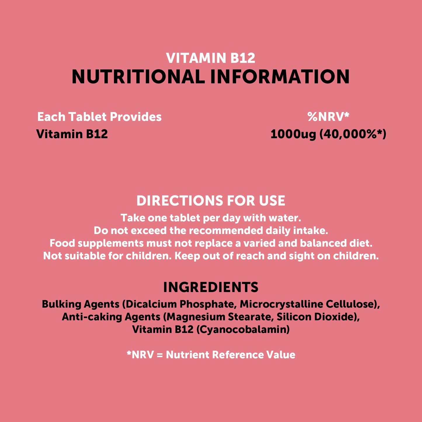 Get More Vits Vitamin B12 Tablets - 1000µg B12 Vitamin High Strength Food Supplement for Tiredness & Fatigue - Immune System Booster & Energy Tablets for Men & Women Adults - 90-Day Supply