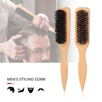Boar Bristle Slick Back Hair Brush for Sleek Ponytail Bun & Smoothing Baby Hairs, Flyaways, Edge Control - Backcombing & Teasing Hairbrush with Wide Rat Tail for Sectioning & Parting