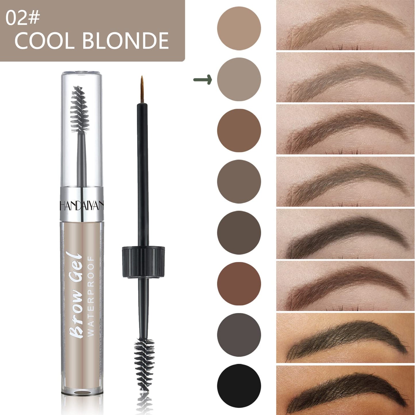 GEEWHILE Eyebrow Gel Dark Brown Brow Gel, Eyebrow Tint Kit Dye Brow Pomade, Long-Lasting Waterproof Eye Brow Pigment with Brush (#2 Cool Blonde)