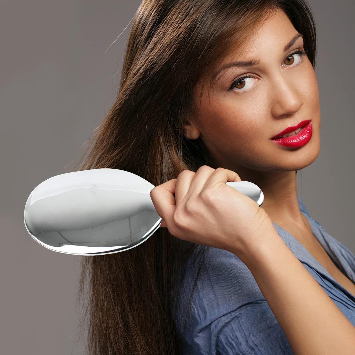 VinBee Paddle Hair Extension Brush Cushion Hair Brush Detangler Dual Bristle Design Soft Boar Bristle Nylon Brush Anti-static Comb Beauty Works Silver