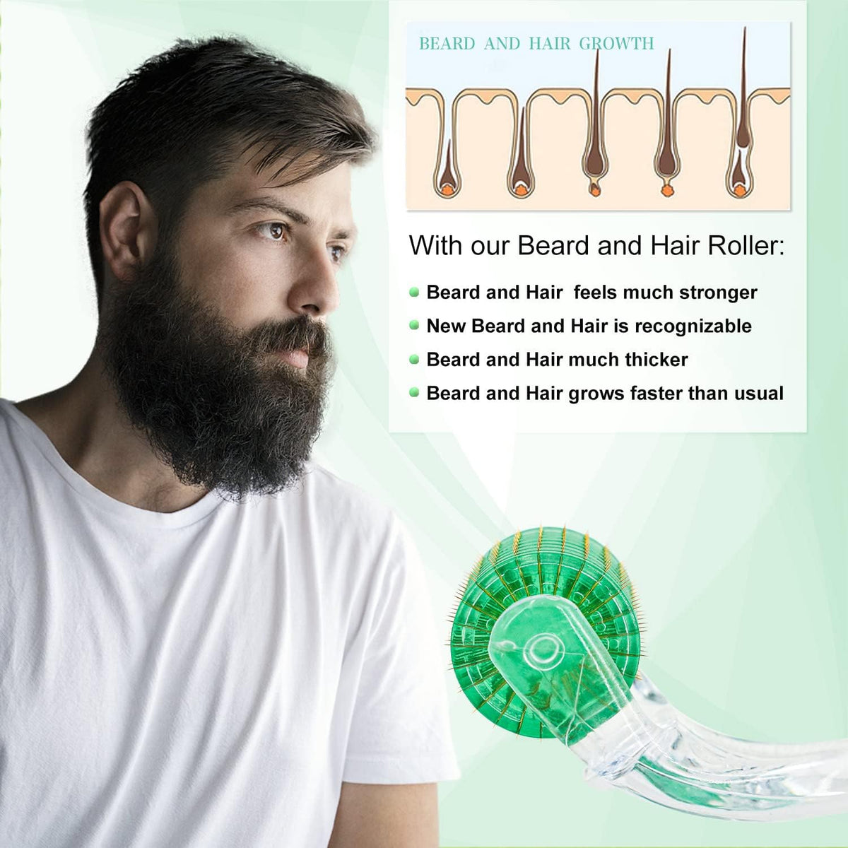 Koi Beauty KOI BEAUTY Derma Roller 1mm - 200 REAL NEEDLE, Professional Microneedling Roller for Hair &Beard Growth at Home, Dermaroller for Face Body Scalp for Women Men, Micro Needling Roller Titanium