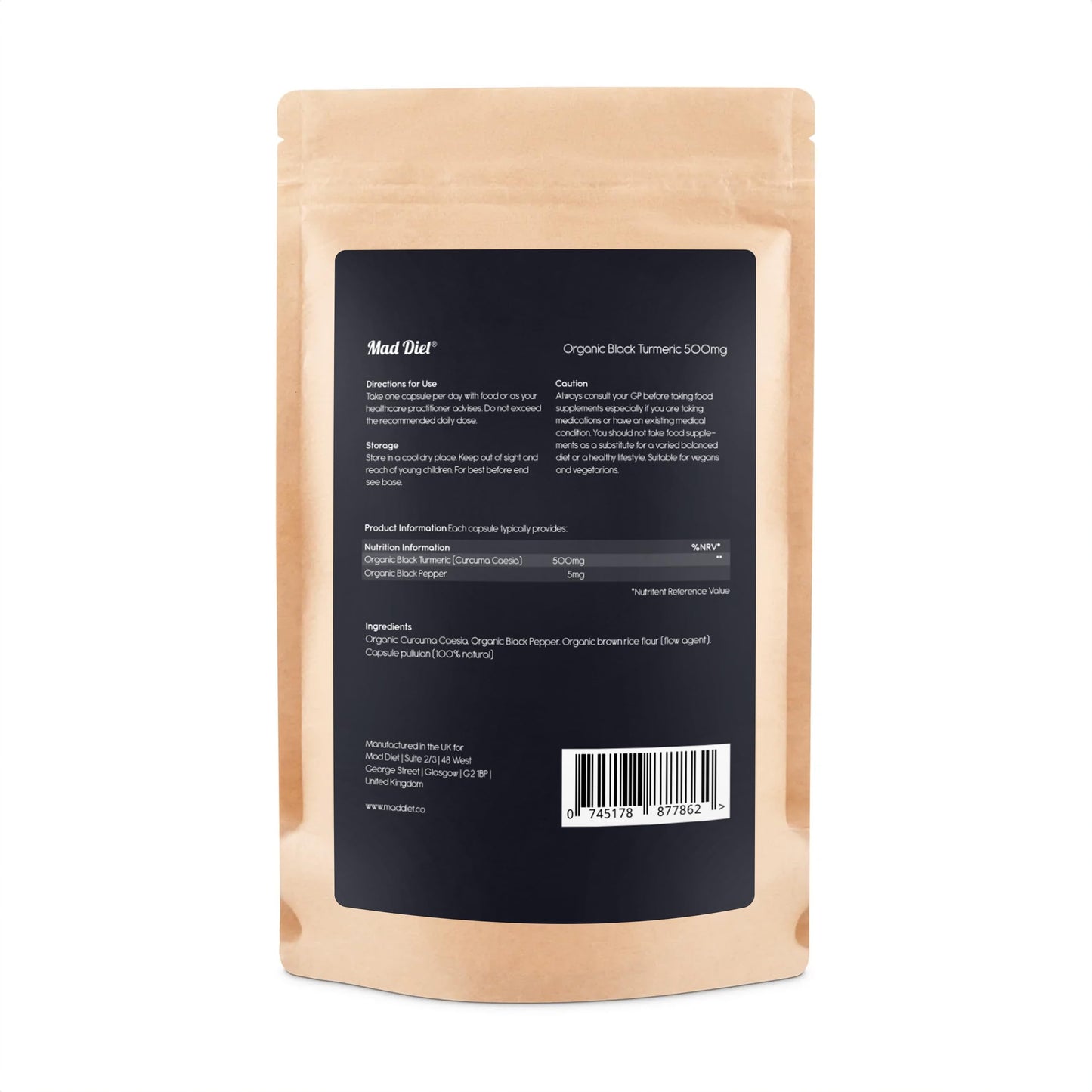 Mad Diet Organic Black Turmeric – 60 Capsules – Powerful Antioxidant & Anti-Inflammatory Support – Promotes Joint Health & Digestive Wellness