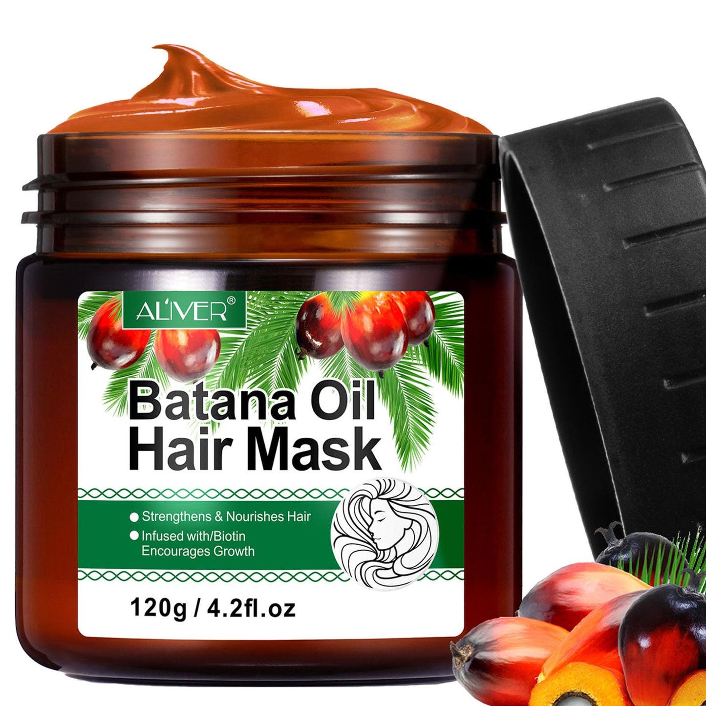 RoongDuuDll Batana Oil Hair Mask for Hair Growth, 100% Natural Hair Growth Oil, Wild Batana Oil Organic Prevent Hair Loss and Helps with Frizz, Split Ends, Texture & Shine for Men & Women - 120g