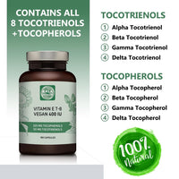 Kala Health Vitamin E - All 8 Tocopherols + Tocotrienols 400 IU Vegan - Alpha Tocopherol/Tocotrienol + Beta Tocopherol/Tocotrienol + Gamma Tocopherol/Tocotrienol + Delta Tocopherol/Tocotrienol