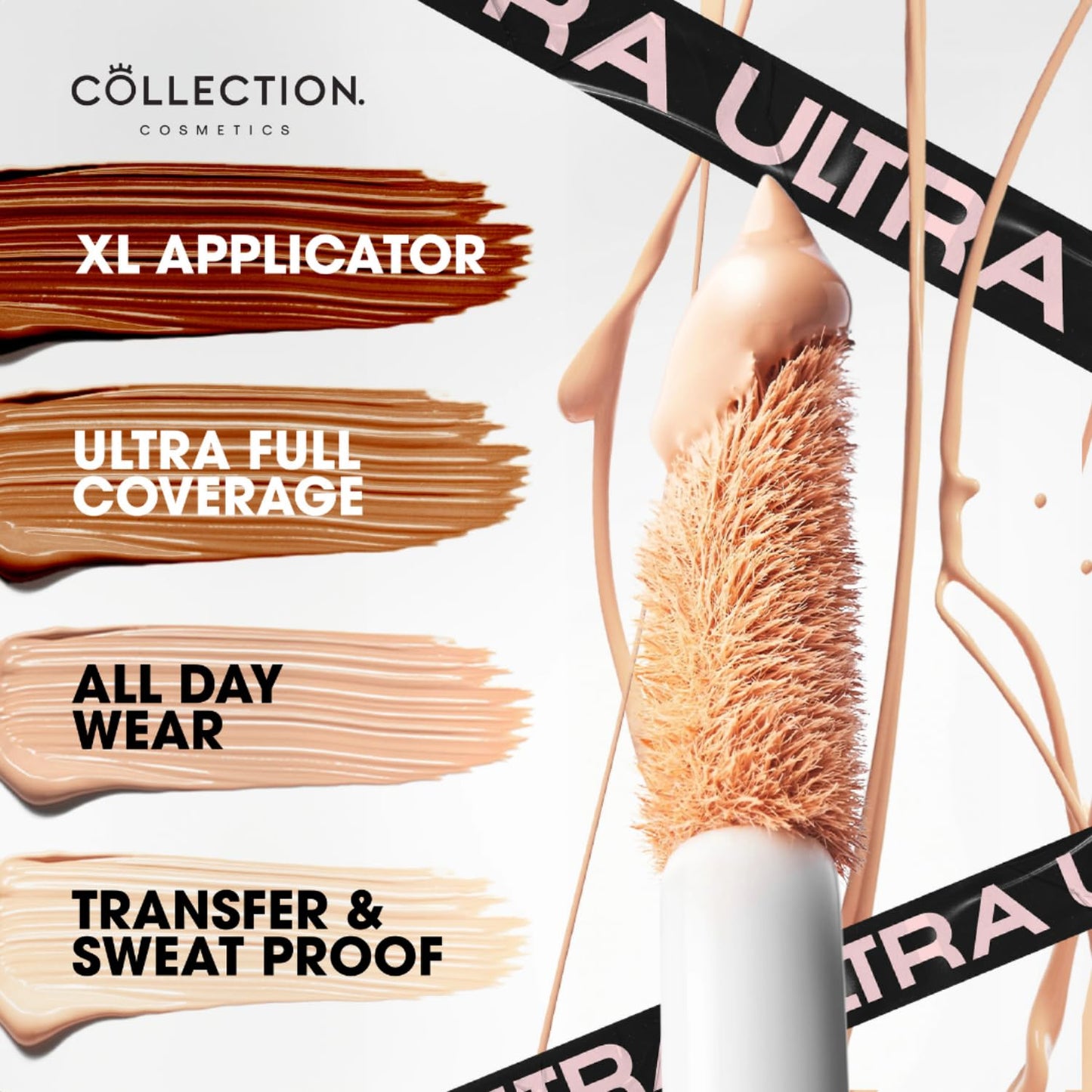 Collection Cosmetics Lasting Perfection Ultra Cover Concealer, Up to 16hr Wear, XL Applicator, Praline, 5.5ml
