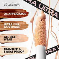 Collection Cosmetics Lasting Perfection Ultra Cover Concealer, 5.5ml, Up to 16hr Wear, XL Applicator, Cashew Neutral