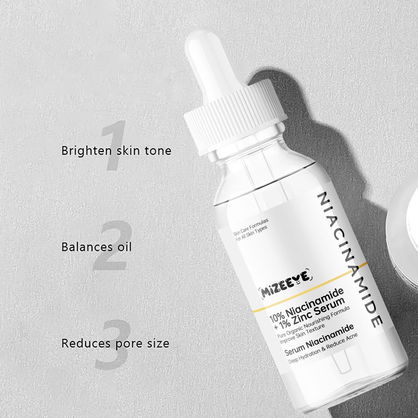 MIZEEYE Niacinamide Serum for Face, 2PCS Moisture Niacinamide Face Serum for Women, Niacinamide 10% + Zinc 1% Serum For Acne, Refreshing.