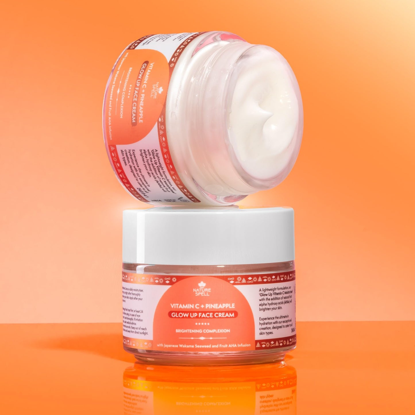 Nature Spell Vitamin C Face Cream, Brightening & Deep Hydration Moisturiser with Pineapple, Helps Reduce Dark Spots & Uneven Skin Tone, Fast Absorbing, For Normal to Dry Skin, Vegan Skincare, 100 ml