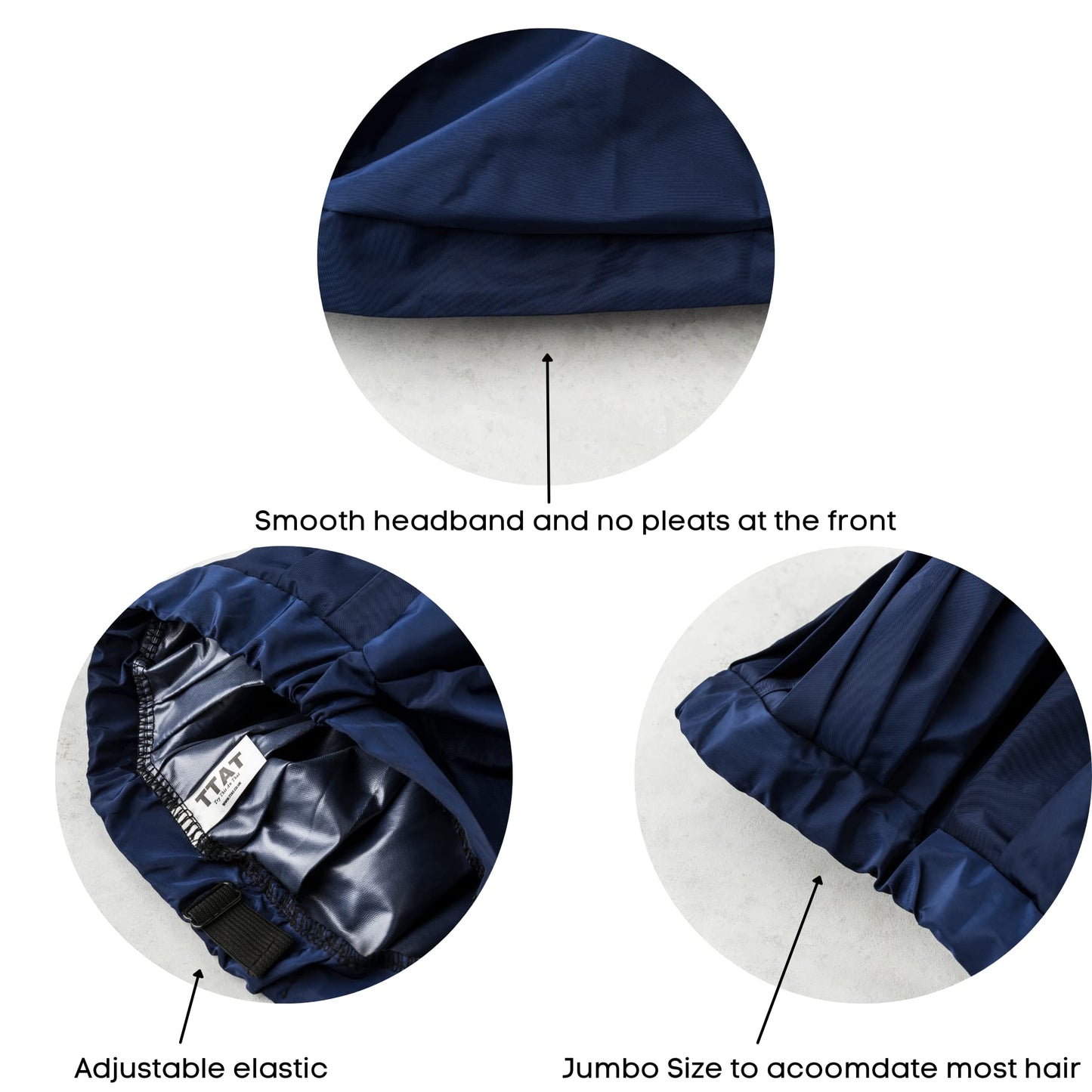TTAT Try This an That TTAT Shower Cap Jumbo Size for Men & Women With Afro, Long Dreadlocks, Locs, Box Braids, Voluminous & Long Hair, Waterproof, Washable, Reusable & Adjustable