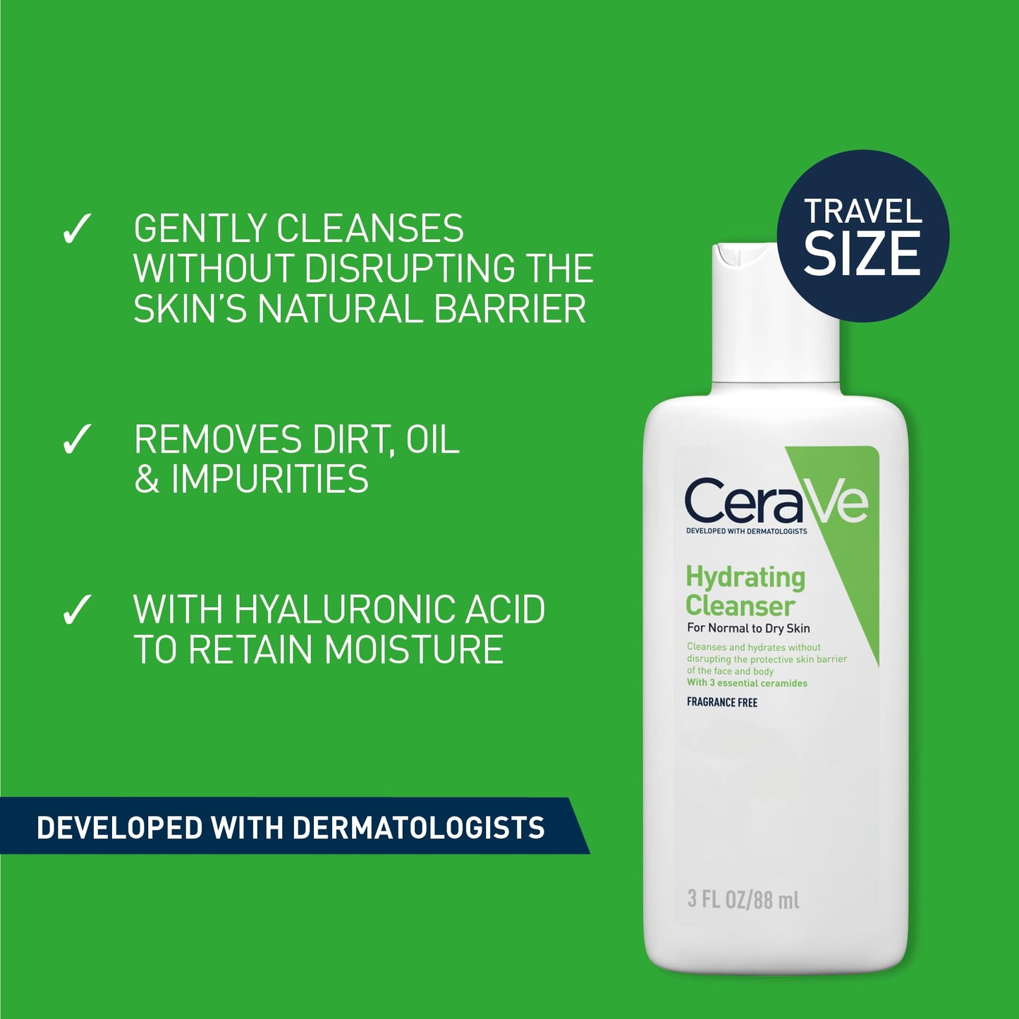 CeraVe Face & Body Routine for Dry Skin Travel Essentials- Moisturising Lotion 473ml & Hydrating Cleanser 88ml