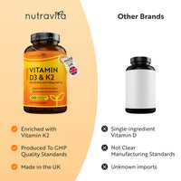 Nutravita Vitamin D3 3000iu & K2 100ug (MK7) – 120 Vitamin D3 K2 Vegetarian Capsules – Supports Normal Bones, Muscles, Teeth and Immune System – Cholecalciferol & Menaquinone-7