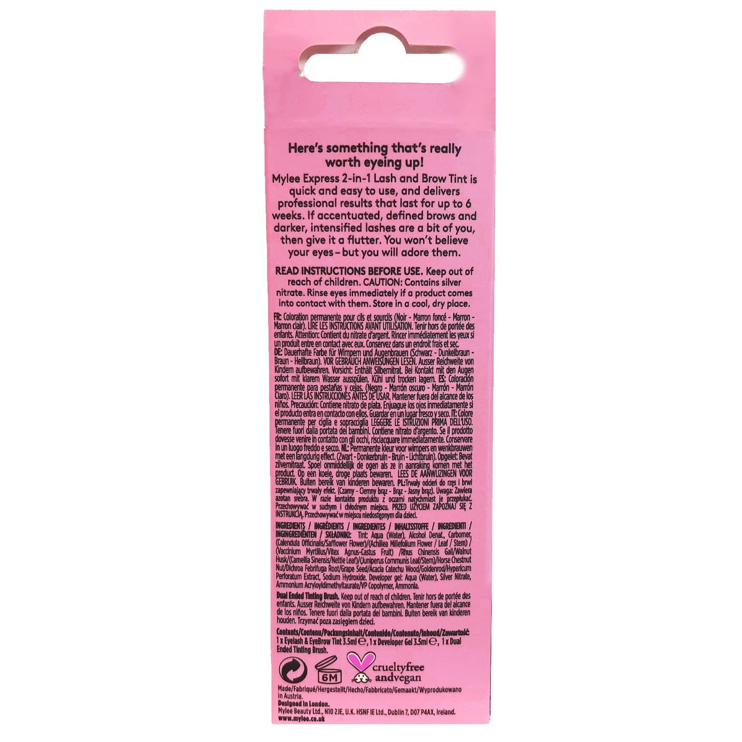 Mylee Express Lash & Brow Kit – 2 in 1 No Mix Formula, Tint + Developer Gel + Double Sided Brush, Professional Eyelash & Eyebrow Dye Tinting, Long Lasting, Semi-Permanent, Fast & Easy (Dark Brown)