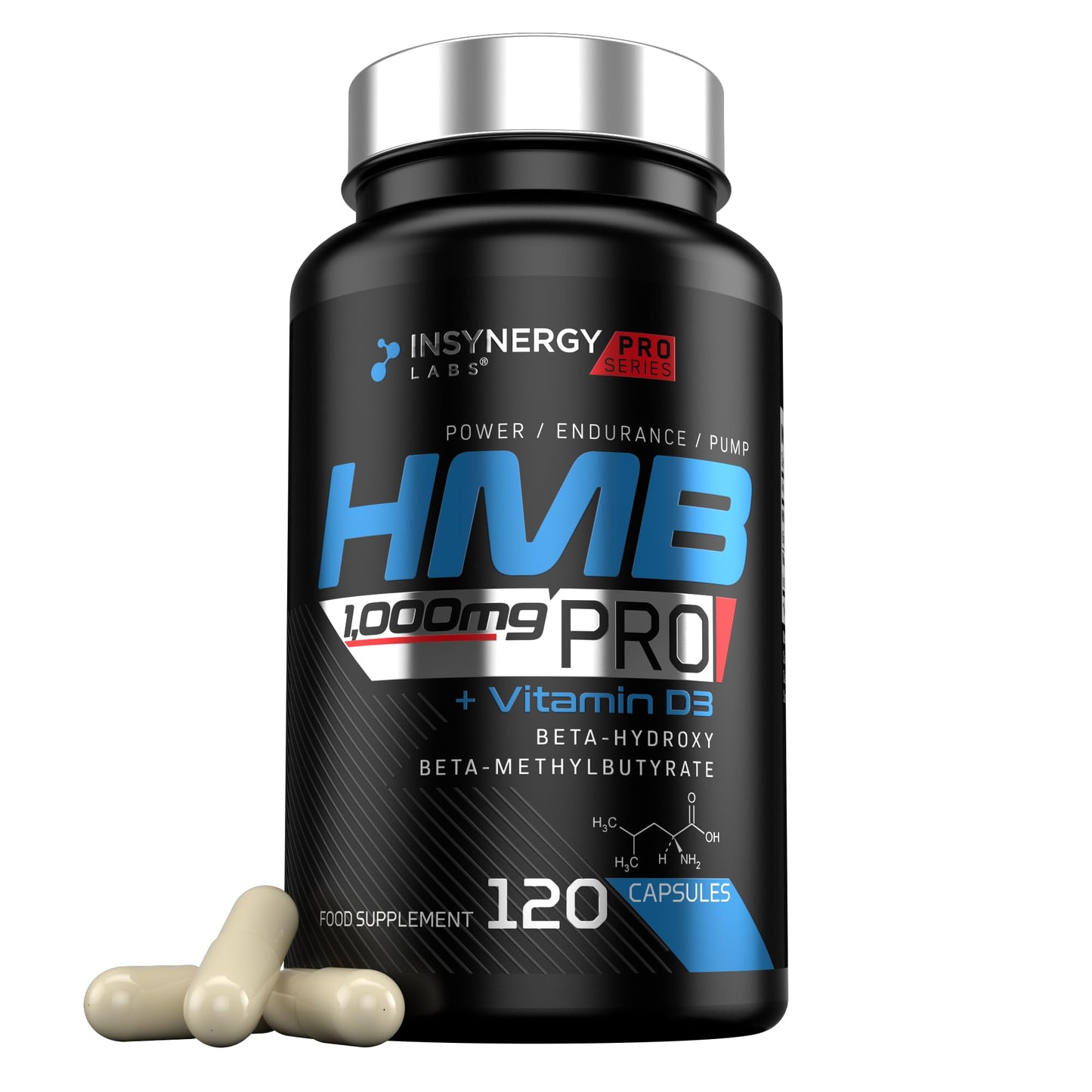 Insynergy Labs HMB Pro 1,000mg & Vitamin D (Superior Absorption Formula) 120 HMB Capsules, Muscle Growth Supplements, Muscle Strength & Repair HMB Supplement