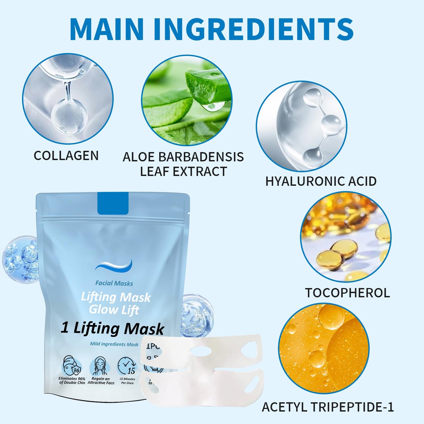 Leogony 2 PCS V Line Face Lifting Chin Mask, Double Chin Lifting Mask, Firming and Moisturizing