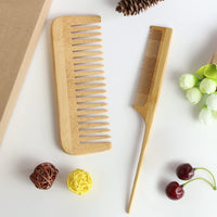 Combetter Bamboo Hair Brush & Comb Set, Scalp Massager, Detangling for Hair Growth