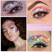 June tech 12 Colors Festival Glitter, Nail Glitter Powder, Holographic Cosmetic Glitter for Face Body Eye Hair Nail and DIY Art