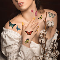 TOYMIS 100pcs Temporary Butterfly Tattoos, Colorful Small Butterfly Flowers Tattoo Stickers Waterproof Cute Small Tattoos for Adults Kids Face Body Birthday Party Carnival