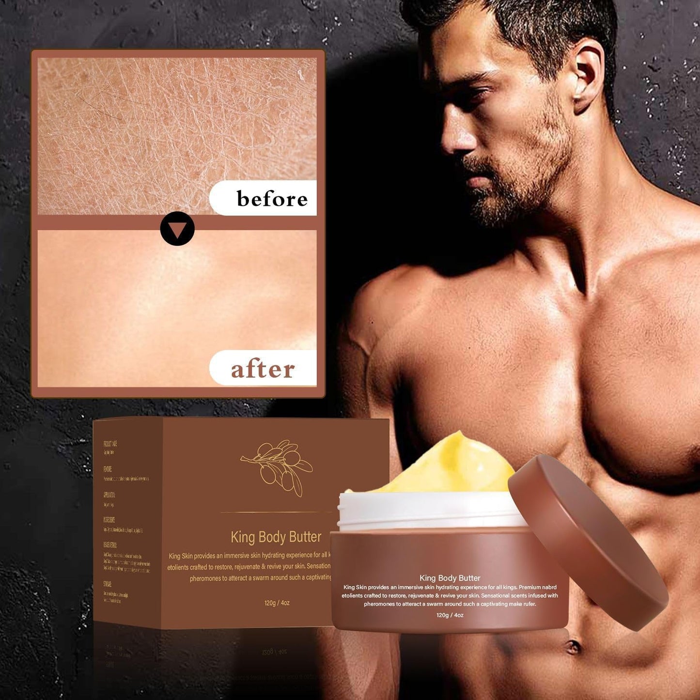 QinZiEn Skin Body Butter for Men,Organic Cologned Body But-ter,Firming Moisturizing Body B-utter,Body Lotion Scented,B-ody Lotion for Very Dry Skin,Skin Balancing Jojoba Oil,B-ody Skin Care