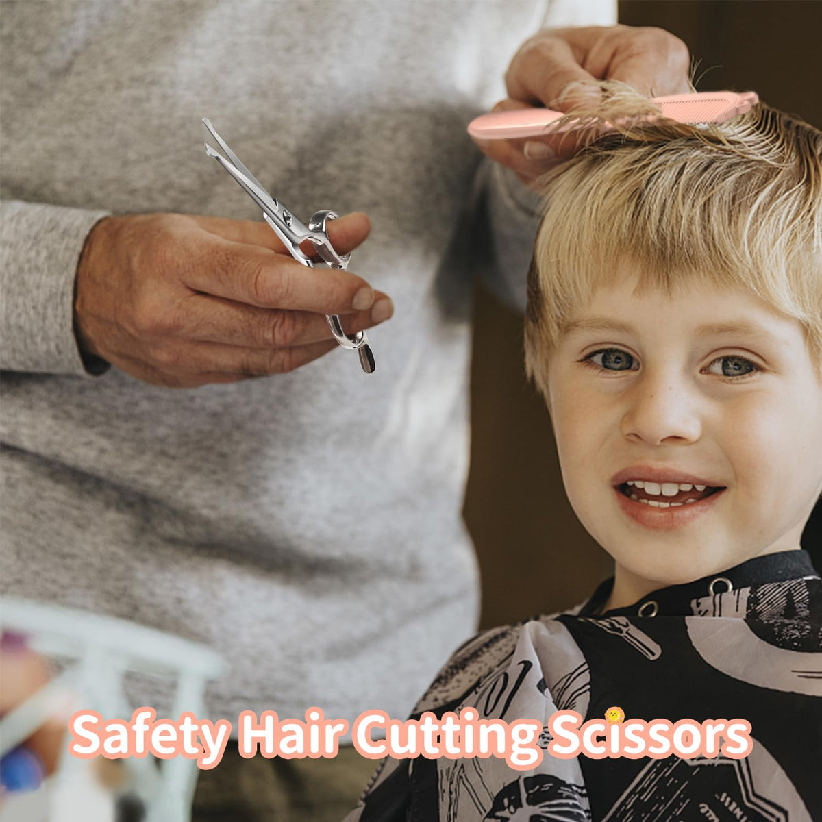 CIICII Kids Hair Cutting Scissors Shears Kit, Safe Round Tip Baby Scissors