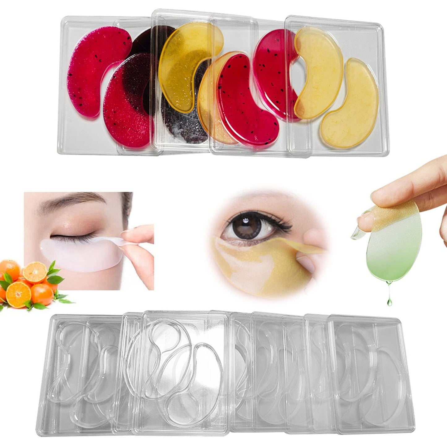 Pongnas 12Pcs DIY Under Eye Patches Molds, Safe Healthy Natural Reusable Transparent Eye Mask Patch Tray Plate