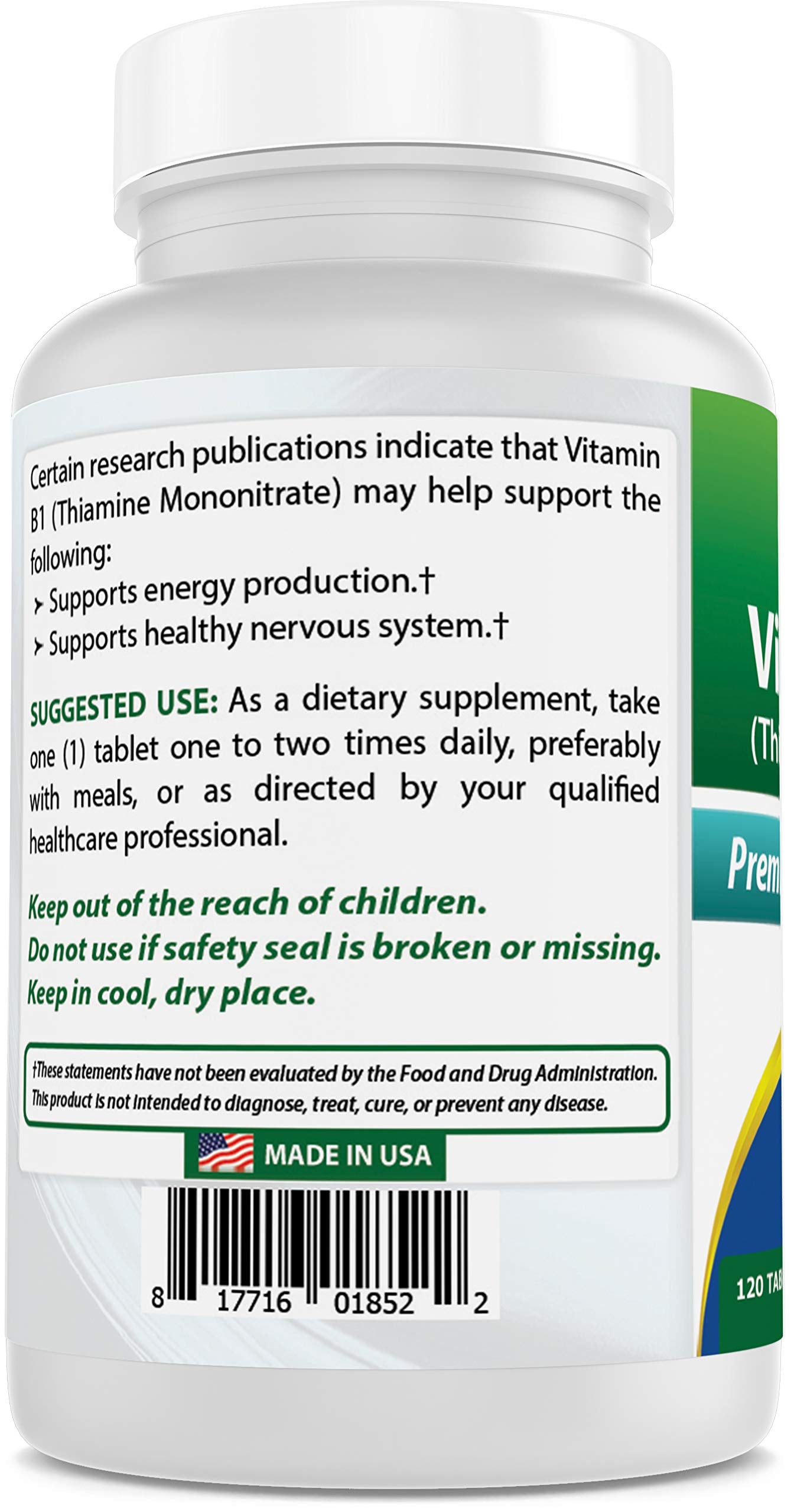 Best Naturals Vitamin B1 as Thiamine Mononitrate 500 mg 120 Tablets (120 Count (Pack of 2))