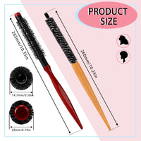 Mozeat Lens Small Round Hair Brush, 2 Pcs Mini Roller Brushes with Stiff Nylon Bristles, Professional Salon Hairdressing Brush for Blow Drying Curly Hair Styling Bangs Lifting Beard Care