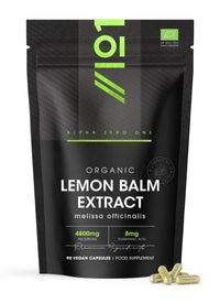 ALPHA01 Organic Lemon Balm Extract 4800mg - 8mg Rosmarinic Acid from High Strength 6:1 Extract - 90 Vegan Capsules - Resealable and Recyclable Pouch by Alpha01