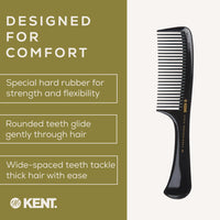 KENT Kent Brushes Handled Rake Comb SPC83 - Wide-Tooth Detangling Comb for Wet or Dry Hair, Strong Moulded Rubber with Easy-Grip Handle for Gentle, Tangle-Free Styling