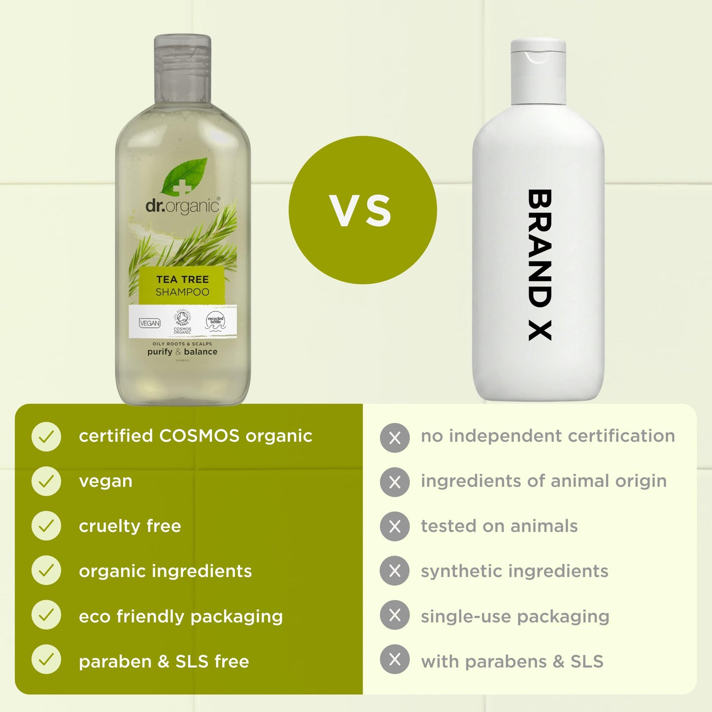 Dr. Organic Dr Organic Tea Tree Shampoo, Purifying, Oily Roots & Scalps, Natural, Vegan, Cruelty-Free, Paraben & SLS-Free, Recyclable & Recycled Ocean Bound Plastic, Certified Organic, 265ml, Packaging may vary