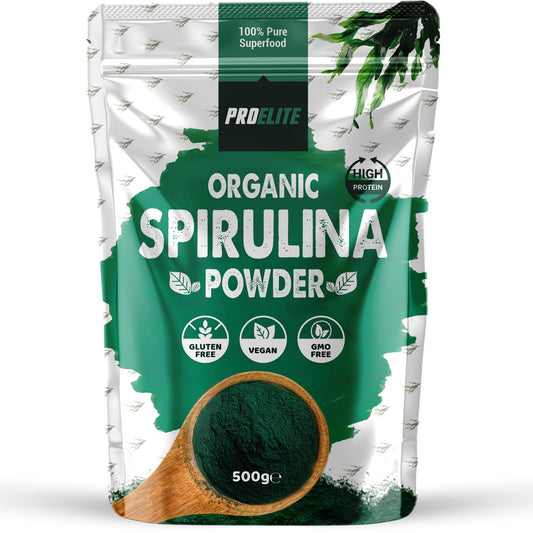Organic Spirulina Powder 500g Natural Immune Booster | Premium Superfood Super Greens Spirulina Powder | Rich in Essential Vitamins & Minerals Vegans & Vegetarians by PROELITE