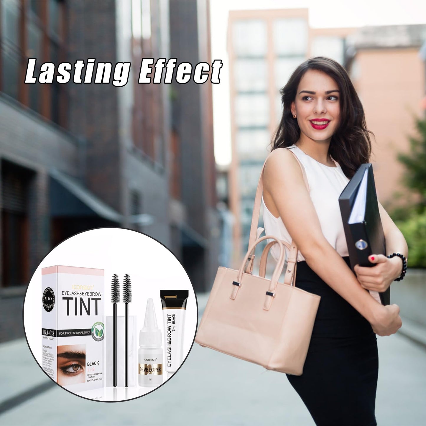 Guegine Eyebrow Tint Kit，2-In-1 Eye Brow Tint Kits，Lash Tint Kit，Lasting for 6 Weeks Diy Hair Dying for Salon（7ml Black）