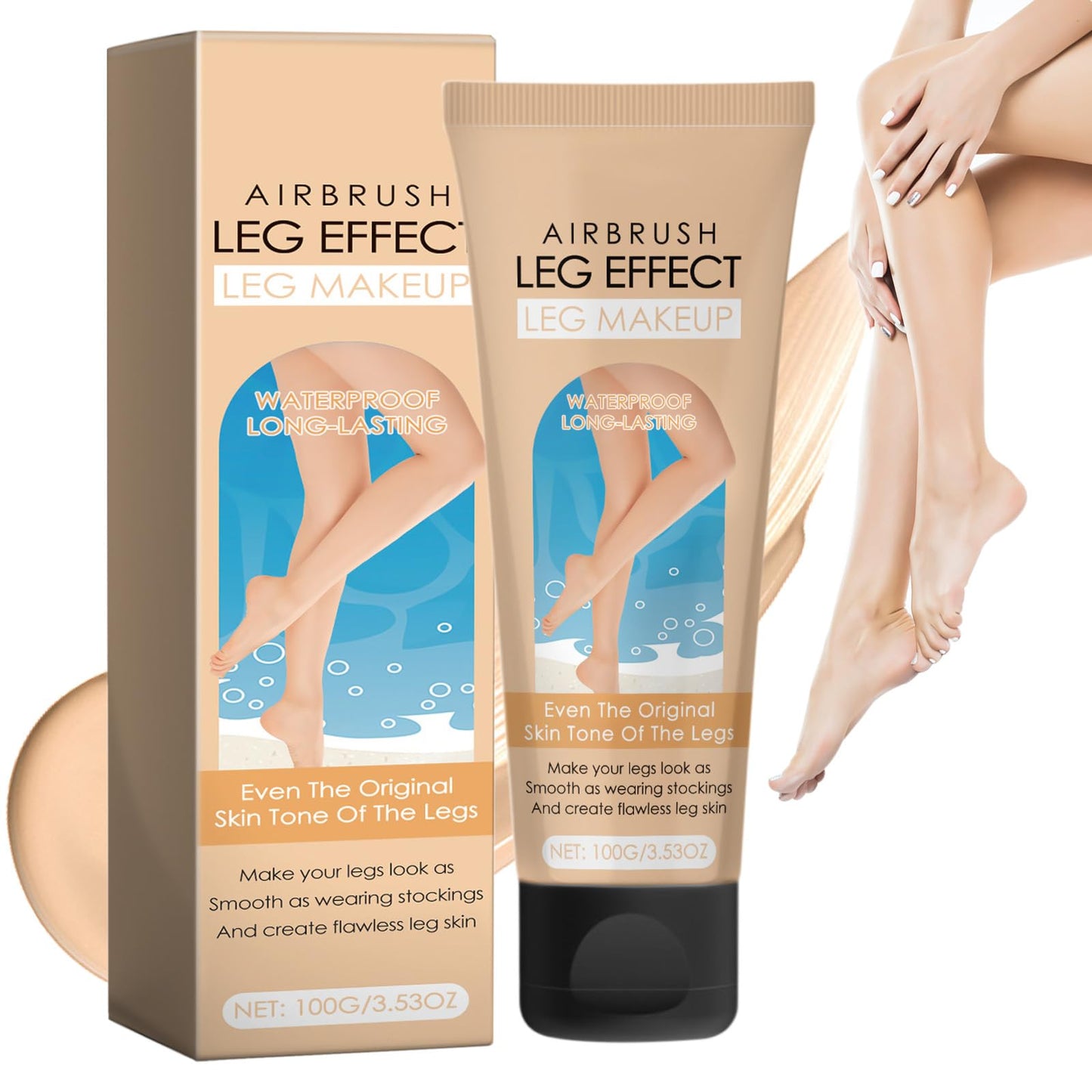 Muiefe Leg Makeup Waterproof No Transfer, Concealer Full Coverage, Flawless Leg Makeup Lotion, Leg Veins Body Scar Tattoo Cover Up, Even Skin Tone, Long Lasting Body Foundation for Women (Fairest Glow)