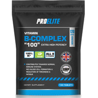 Vitamin B Complex - 120 High Strength Tablets - All 8 B Vitamins B1 - B2 - B3 - B5 - B6 - B12, Biotin, Folic Acid - Reduction of Tiredness & Fatigue PROELITE