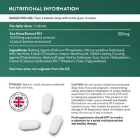 5000mg Sea Moss Tablets - 400 Irish Sea Moss Vegan Supplements for 6.5 Months of Supply, Contributes to Normal Energy-Yielding Metabolism, Skin & Cognitive Function (EFSA) Made in The UK by Nutravita