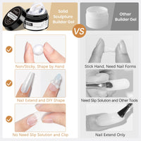 SUPWEE Solid Builder Gel, Pearl White 3D Sculpture Gel Nail Art Non-Stick Hand Nail Extension Varnish for Carving Patterns Decoration DIY Home Salon Manicre