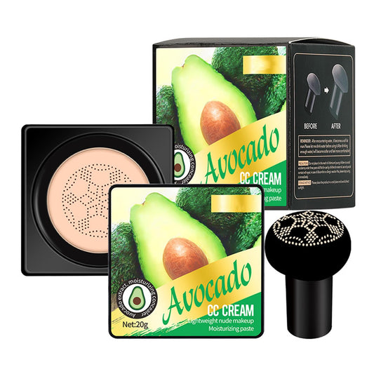 CrownLite Moisturising Avocado CC Cream, 2025 New Mushroom Head BB Cream Foundation, Brightening Pigment Liquid for Hydrating and Long-Lasting Coverage