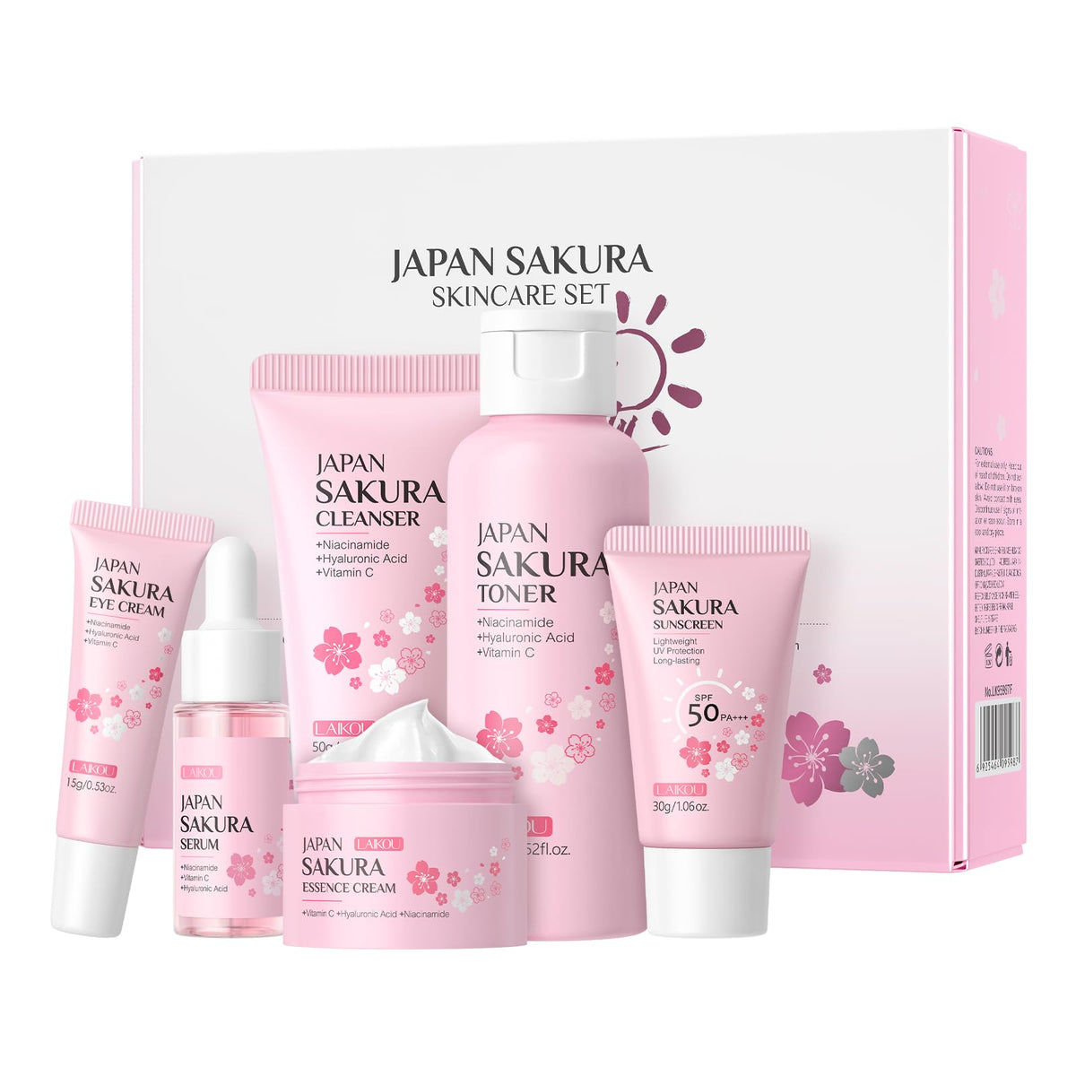 LAIKOU Sakura Skincare Set for Teenage Girls, 6Pcs Skin Care Sets & Kits