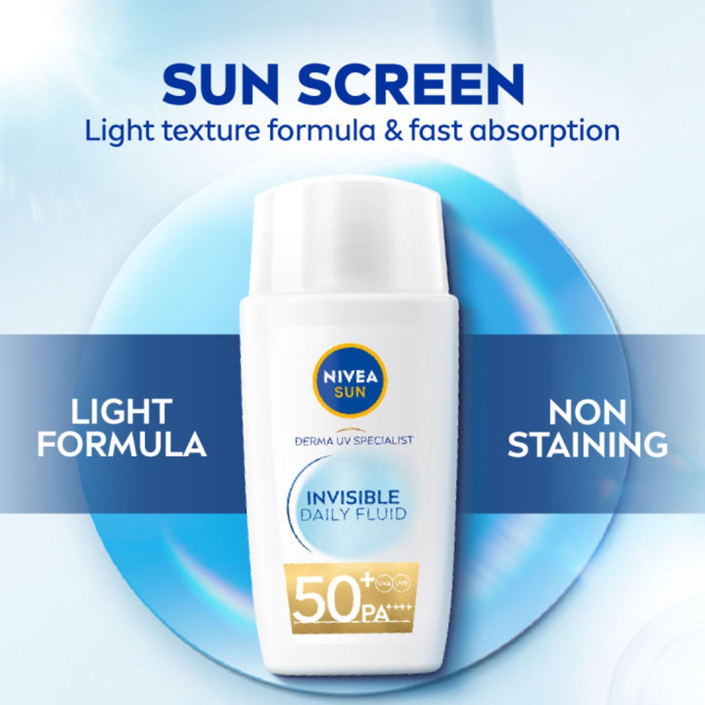 Nivea Sun NIVEA SUN UV Face Invisible Daily Fluid SPF50+ (40ml), Face Sunscreen with Niacinamide, 8H Matte Effect SPF50 Face Moisturiser, Invisible On All Skin Tones
