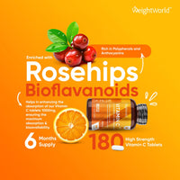 Vitamin C 1000mg – 180 High Strength Vitamin C Tablets with Rosehip & Bioflavonoids - Vegan Vitamin C Supplement (As Ascorbic Acid) for Immune System – Energy Tablets for Men & Women - Made in The UK