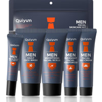 ISBEAUSOLS 5PCS Mens Skincare Gift Set - Moisturizing Skin Care Sets & Kits - Face Wash Men, Facial Scrub, Facial Moisturizer, Eye Cream, Face Cream - Skincare Set for Men - Mens Moisturiser Face - Facial Kit
