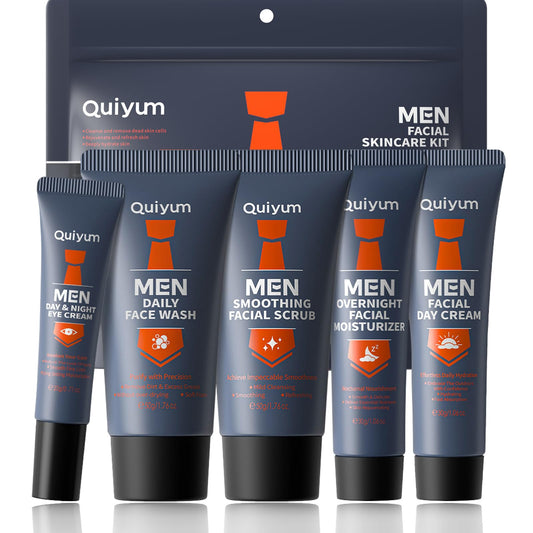 ISBEAUSOLS 5PCS Mens Skincare Gift Set - Moisturizing Skin Care Sets & Kits - Face Wash Men, Facial Scrub, Facial Moisturizer, Eye Cream, Face Cream - Skincare Set for Men - Mens Moisturiser Face - Facial Kit