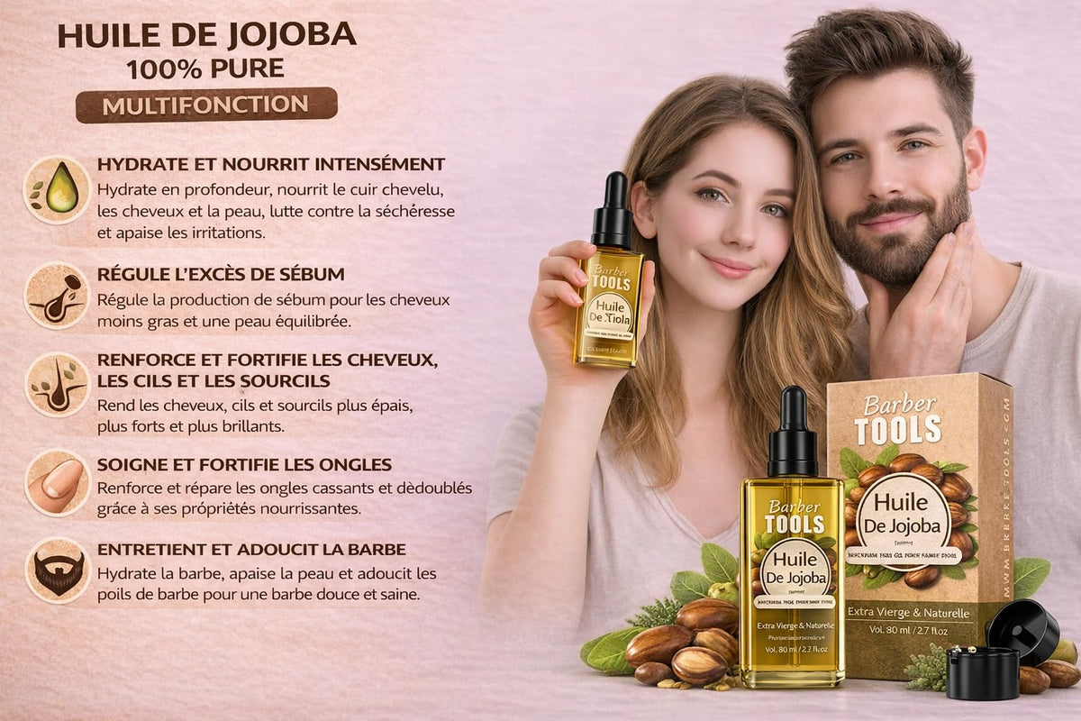 BARBER TOOLS Jojoba Oil | 100% Pure, Natural & Cold Pressed | Face, Body, Hair, Beard, Nails | (80 ml)