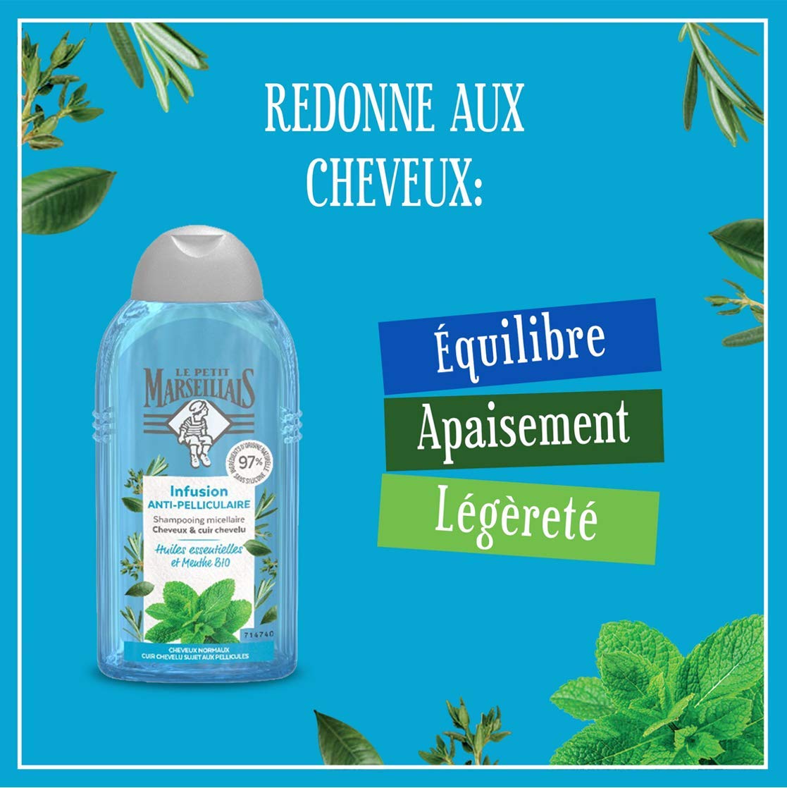 Le Petit Marseillais 2-in-1 Shampoo Anti-Dandruff Mint Organic and Essential Oils 250ml