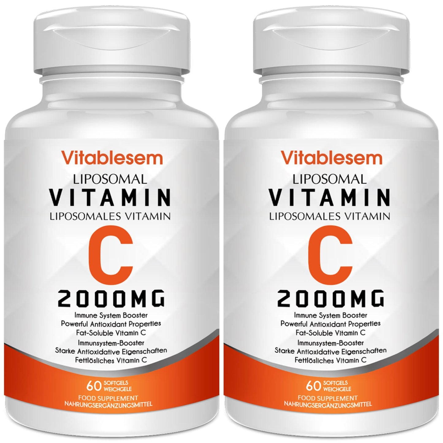Vitablesem Liposomal Vitamin C Capsules 2000mg (2 Pack) - High Strength Gluten Free & Ascorbic Acid - Immune Support Antioxidant Supplement - Non-GMO
