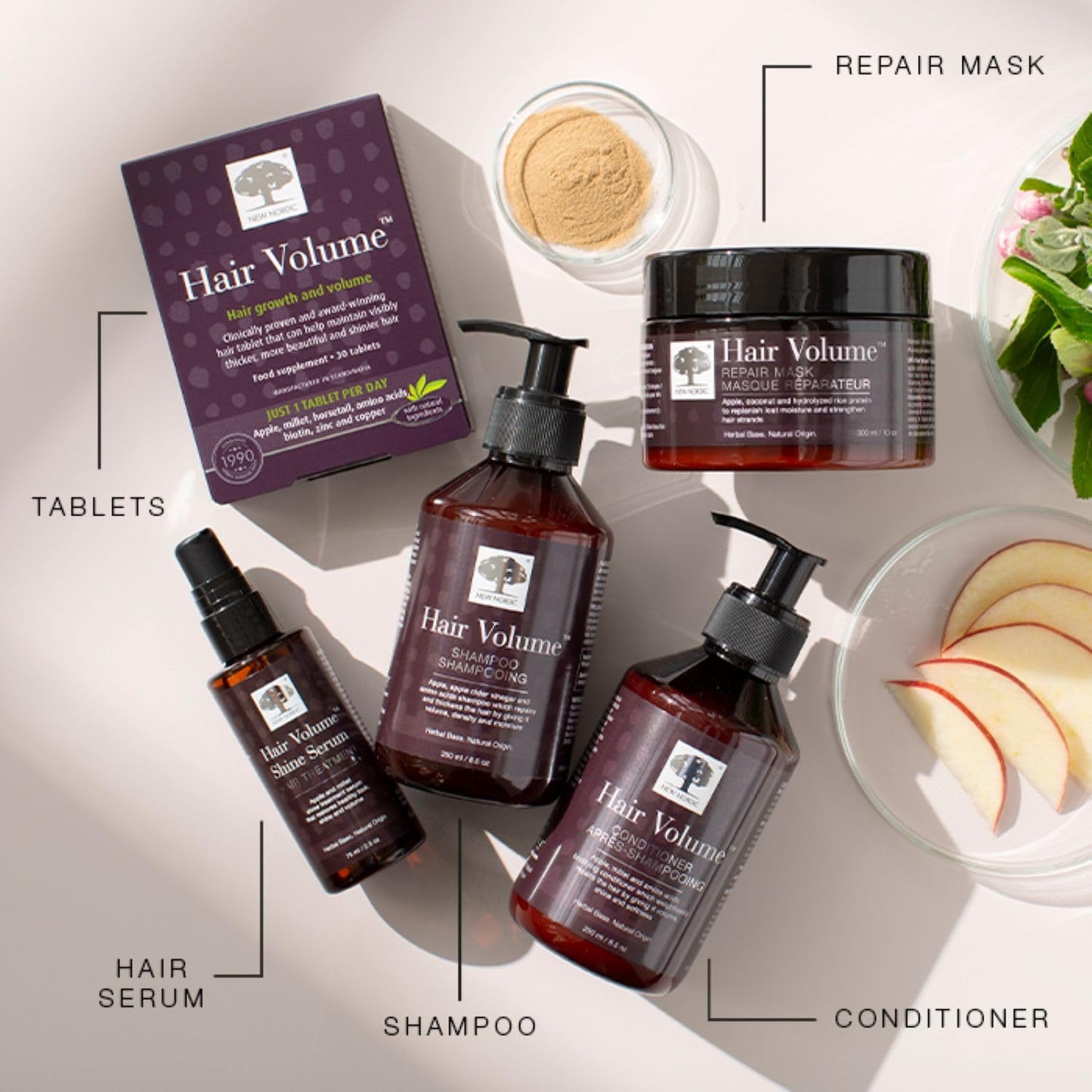 New Nordic Ltd New Nordic Hair Volume Conditioner 250ml - Herbal Based Hair Repair and Thickening Conditioner for Dry Damaged Hair - Suitable for Men and Women