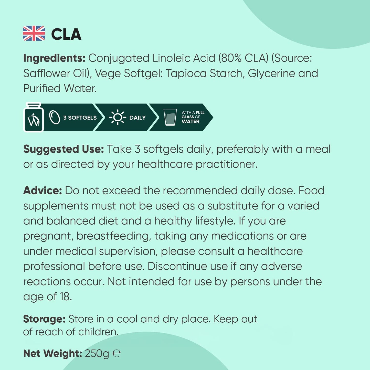 WeightWorld CLA Supplement 3000mg - 180 Vegan Softgels - 2 Months Supply - Pure from Natural Safflower Oil - Containing Conjugated Linoleic Acid (80% CLA) - Gluten-Free, Vegan & Non-GMO - Made in EU