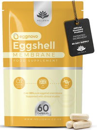 Eggshell Membrane Capsules Ovomet® - 300mg | 60 Vegetarian Capsules | Pure Eggshell Membrane with a High Degree of Purity - Joint Supplement | Sustainably Sourced - Made in The UK by Hellenia