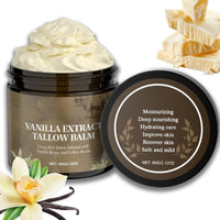 Whipped Tallow Cream - Beef Tallow Moisturiser & Tallow Balm for Dry & Sensitive Skin, 100% Grass Fed Beef Tallow for Skin Care, Enriched with Vanilla Extract, Natural Nourishing for Face & Body